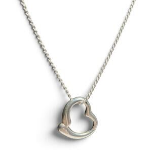 Vintage Italian 925 Sterling Silver Open Heart Pendant 1 1/4 Inch and 19" Chain